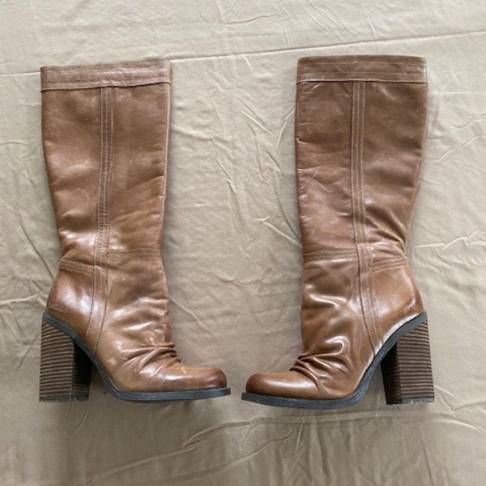 Jessica Simpson Tustiny Tan Heeled Tall Boots Size 8m
